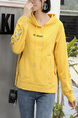 Yellow Long Sleeve Drawstring Hoodie for Casual