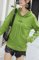 Green Long Sleeve Drawstring Hoodie for Casual