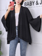 Black Loose Long Sleeve Plus Size Cardigan for Casual Office