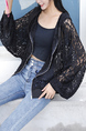 Black Lace Long Sleeve Cardigan for Casual Office Party