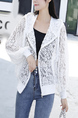 White Lace Floral Long Sleeve Jacket for Casual