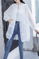 White Long Sleeve Pockets Jacket for Casual
