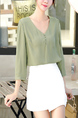 Olive Green Plus Size V Neck Single-Breasted Blouse Top for Casual Party Office