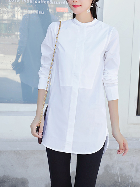 White Blouse Long Sleeve Top for Casual Party Office