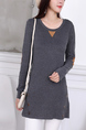 Gray Long Sleeve Round Neck Plus Size Top for Casual Party Office