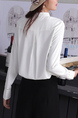 White Blouse Button Down Collared Long Sleeve Top for Casual Party Office