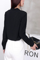 Black V Neck Long Sleeve Plus Size Blouse Top for Casual Office Party