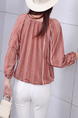 Pink Round Neck Plus Size Long Sleeve Blouse Top for Casual Party Office Evening