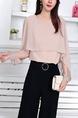 Pink Blouse Plus Size Long Sleeve Round Neck Top for Casual Party Office Evening