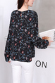 Black and Colorful Blouse Long Sleeve Floral Top for Casual Party Office