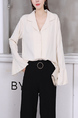 White Button Down Long Sleeve Blouse Top for Casual Party Office Evening