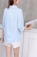 Light Blue Button Down Blouse Top for Casual Party Office