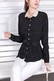 Black and Coffee Button Down Blouse Long Sleeve Plus Size Top for Casual Party Office