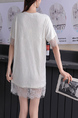 White and Black Tee Lace Round Neck Plus Size Top for Casual Party