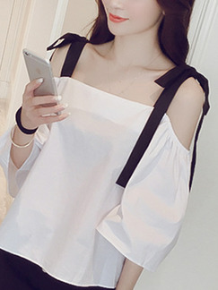 White Loose Band Off-Shoulder Shirt Plus Size Slip Top for Casual Party