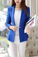 Navy Blue Slim Ruffle Lapel Long Sleeve Plus Size Coat for Casual Evening Office