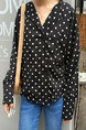 Black and White Loose Polka Dot Shirt Long Sleeve Top for Casual Party
