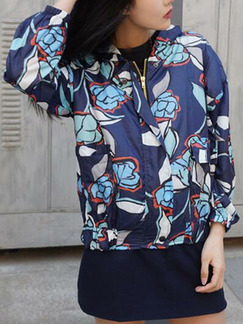 Colorful Loose Printed Long Sleeve Coat for Casual