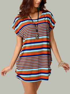Colorful Loose Stripe T-Shirt Top for Casual Party