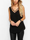 Black Loose Sling Shirt V Neck Plus Size Top for Casual Party