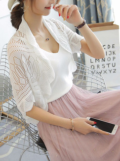 White Knitting Cutout Irregular Coat for Casual Office