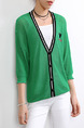 Green Loose Linking Stripe Knitting Long Sleeve Coat for Casual Party