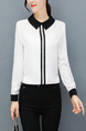 Black and White Slim Plus Size Peter Pan Collar Chiffon Linking Blouse Top for Casual Party Office