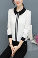 Black and White Slim Plus Size Peter Pan Collar Chiffon Linking Blouse Top for Casual Party Office