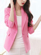 Pink Slim Plus Size Lapel Suit Long Sleeve Coat for Office Evening