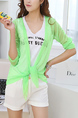 Green Loose Open Mesh See-Through Cardigan for Casual