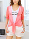 Red Loose Open Mesh See-Through Cardigan for Casual