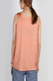 Orange Slim Round Neck Linking Two-Layered Top for Casual