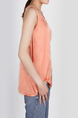 Orange Slim Round Neck Linking Two-Layered Top for Casual