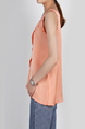 Orange Slim Round Neck Linking Two-Layered Top for Casual