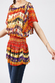 Colorful Slim Two-Piece Round Neck Contrast Adjustable Waist Top for Casual