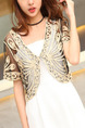 Brown Plus Size Lace Embroidery See-Through V Neck Sun Protection  Cardigan for Casual
