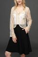 Beige Plus Size Lace Embroidery See-Through V Neck Sun Protection Long Sleeve Cardigan for Casual