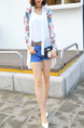 White Colorful Loose Located Printing See-Through Sun Protection Asymmetrical Hem Floral Long Sleeve Coat for Casual