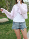 Pink Contrast Linking Cloak Flare Sleeve Band Long Sleeve Polyester Scarf 