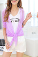 Purple Loose See-Through Band Sun Protection Coat for Casual Beach