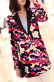 Camouflage Loose Printed Lapel Suit Long Sleeve Coat for Casual Office