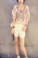 Pink Colorful Loose Printed See-Through Long Sleeve Coat for Casual Party