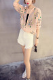 Pink Colorful Loose Printed See-Through Long Sleeve Coat for Casual Party