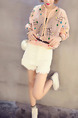 Pink Colorful Loose Printed See-Through Long Sleeve Coat for Casual Party