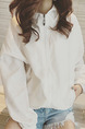 White Loose Hooded Pure Color Long Sleeve Coat for Casual