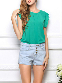 Green Loose FeiFei Sleeve Shirt Top for Casual Party