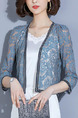 Haze Blue Slim Lace See-Through Coat for Casual Office Party