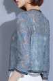 Haze Blue Slim Lace See-Through Coat for Casual Office Party