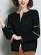 Black Loose Contrast Cutout Long Sleeve Coat for Casual Office