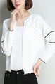 White Loose Contrast Cutout Long Sleeve Coat for Casual Office